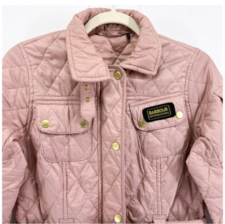 Barbour International Pink Quilted shops Lightweight Jacket