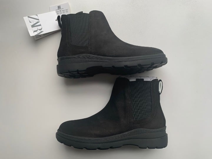 New Zara Black Genuine Suede Boots - Girls size 13.5