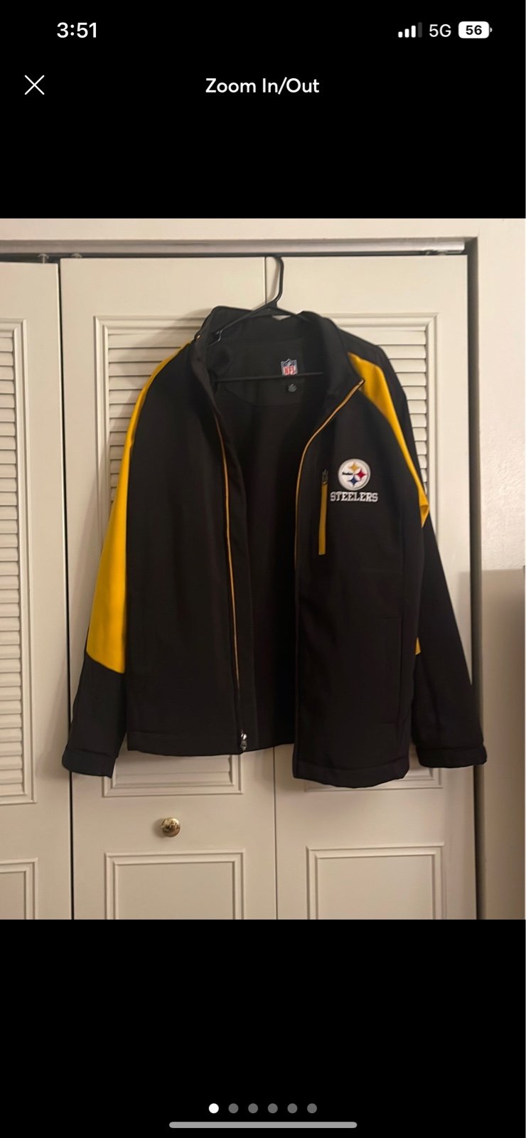NFL Pittsburgh Steelers Fleece Zip Up Jacket Black and Gold