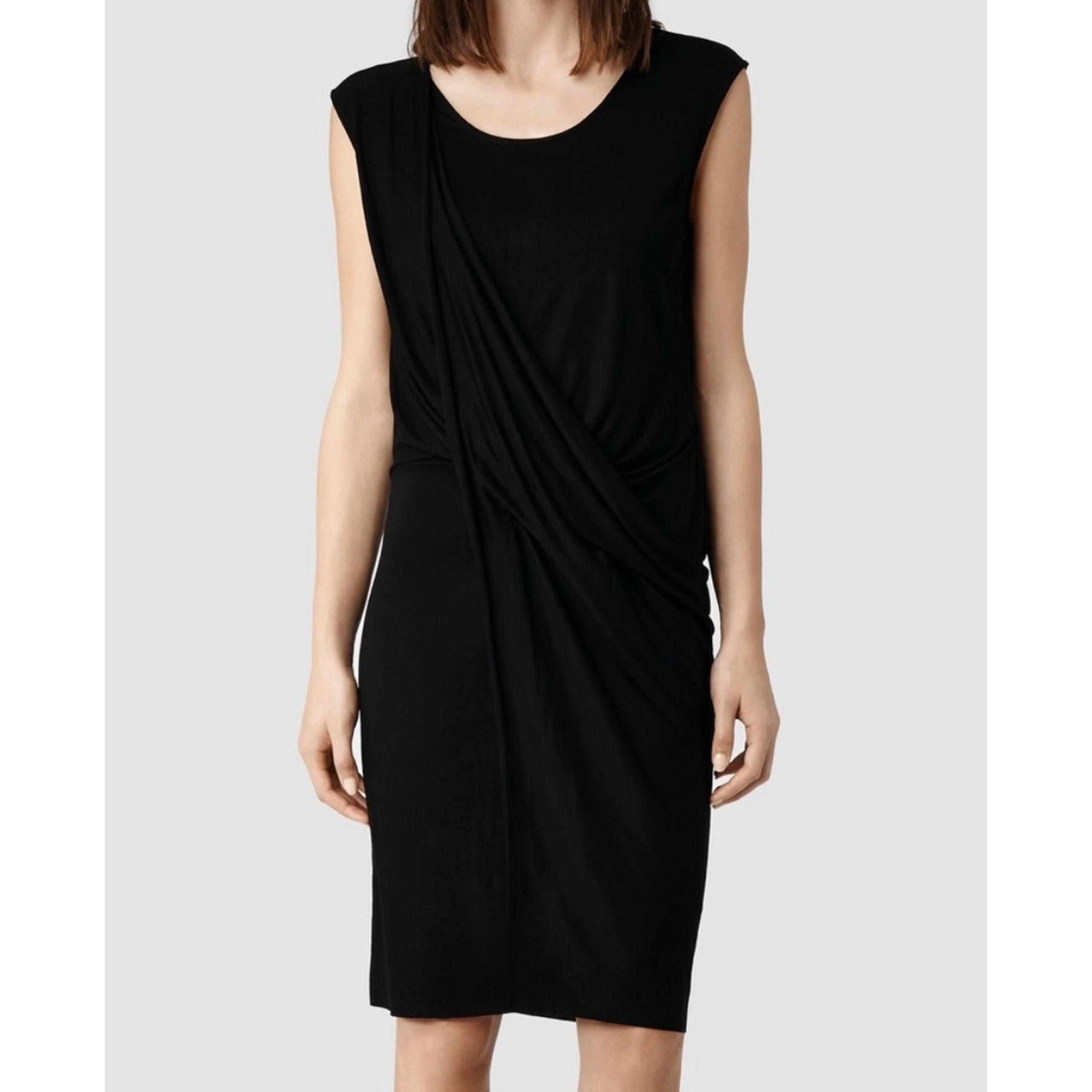 ALLSAINTS Black Sleeveless, Twist Waisted Midi Dress, Viscose, Size 4