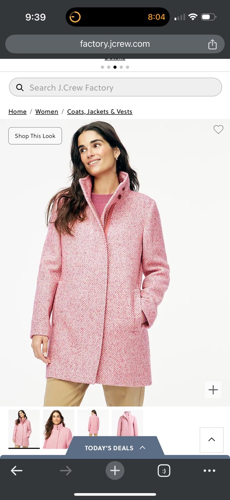 Petite herringbone city coat