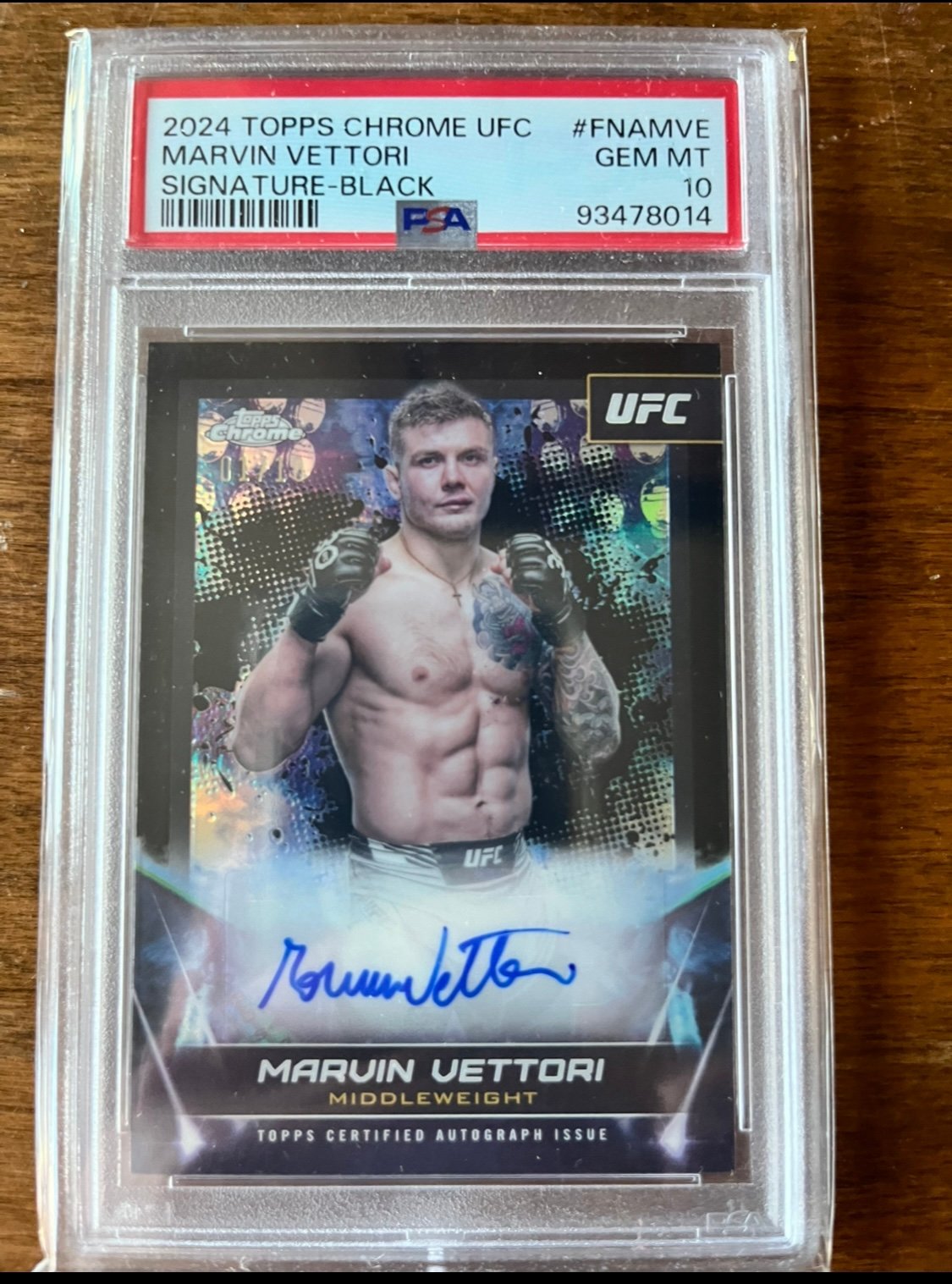 2024 Topps Chrome UFC Signature - Black /10 Marvin Vettori Auto PSA10