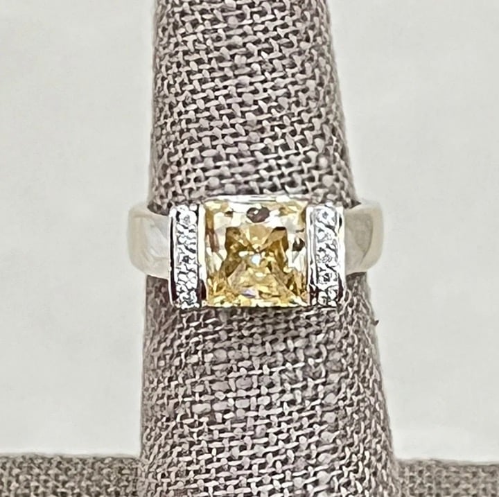 Sterling Silver Yellow and White Cubic Zirconia Ring SR-3451