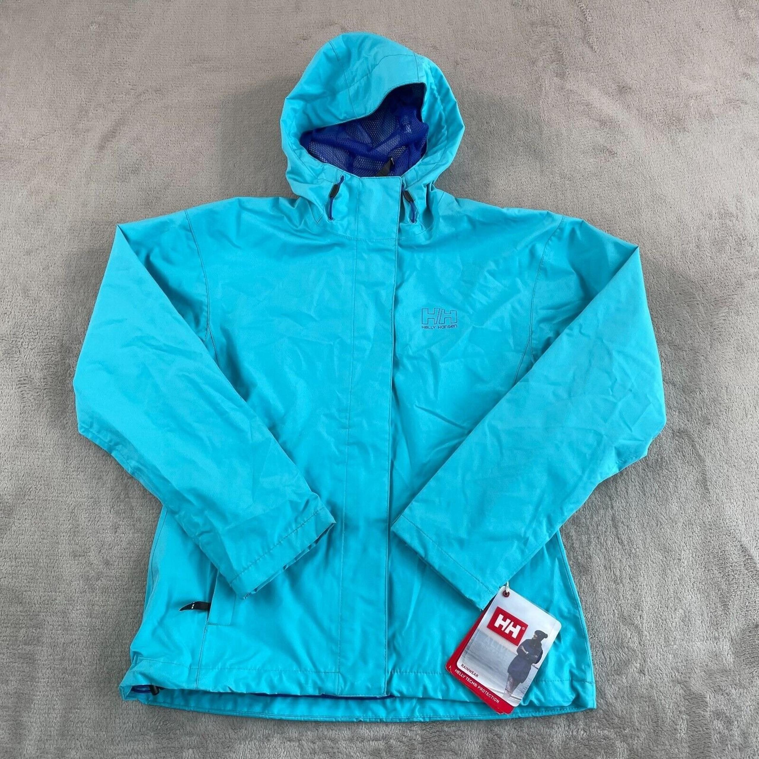 Helly Hansen Seven J Rain Jacket Women Small Blue Tech DWR Lined Full Zip NWT