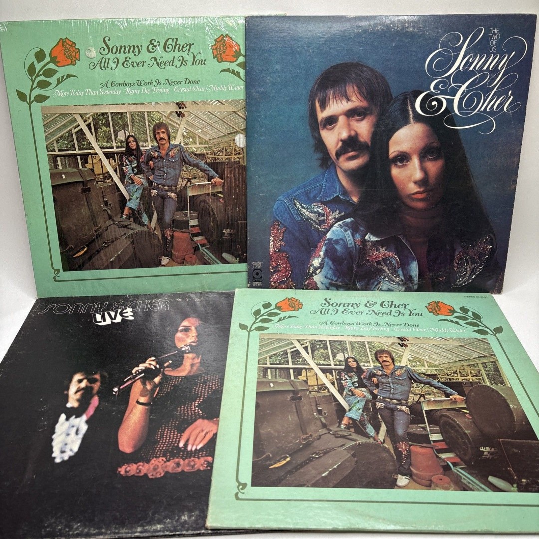 Sonny and Cher Lot All I Need Is You Live & The Two Of Us Vinyl LP