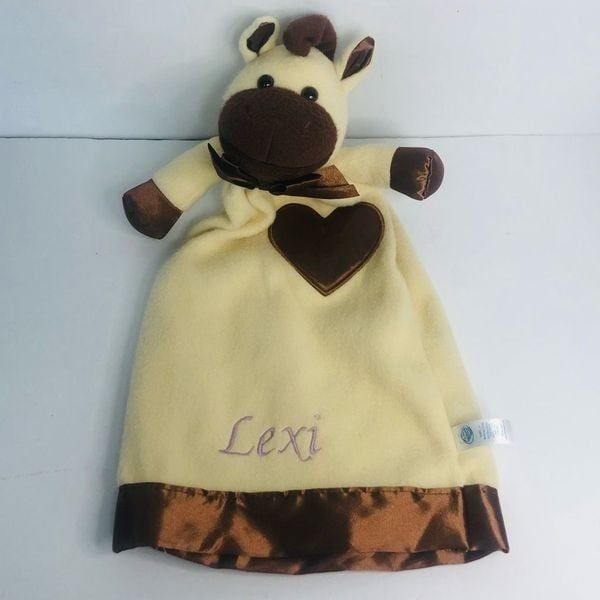 komet creations lovey security blanket satin heart trim pony horse yellow brown