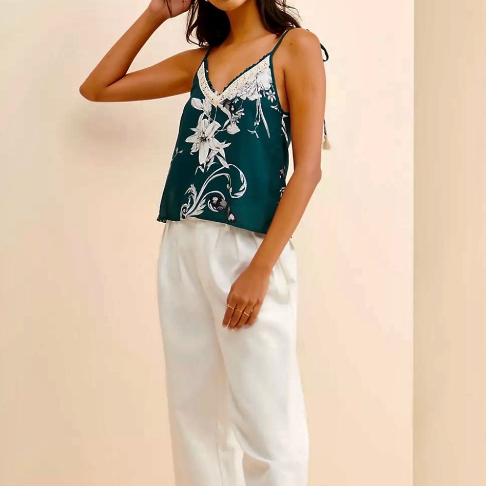 Anthropologie Especia Sonia cami size Large in holly green BNWT