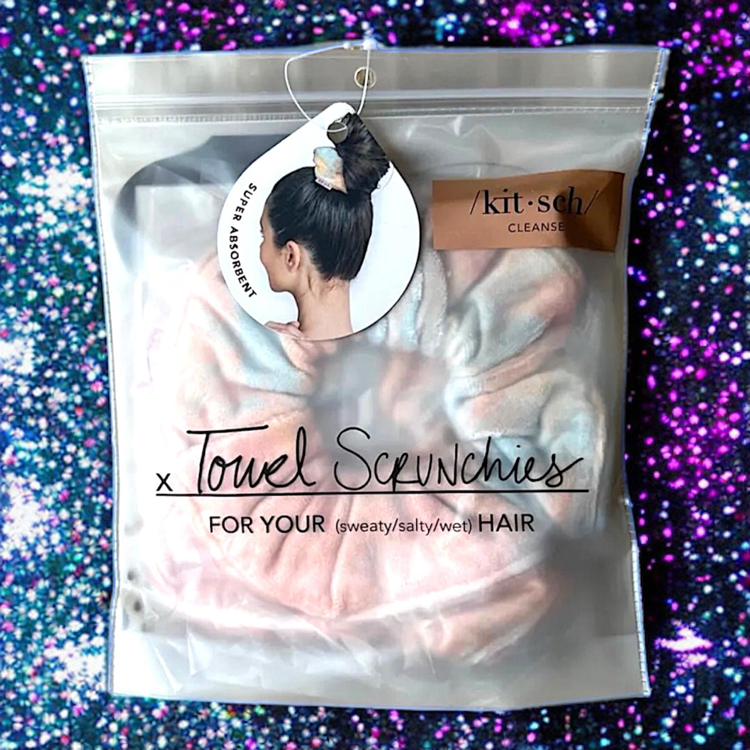 KITSCH Patented Microfiber Towel Scrunchie in Sunset Tie Dye 2 ct New With Tags