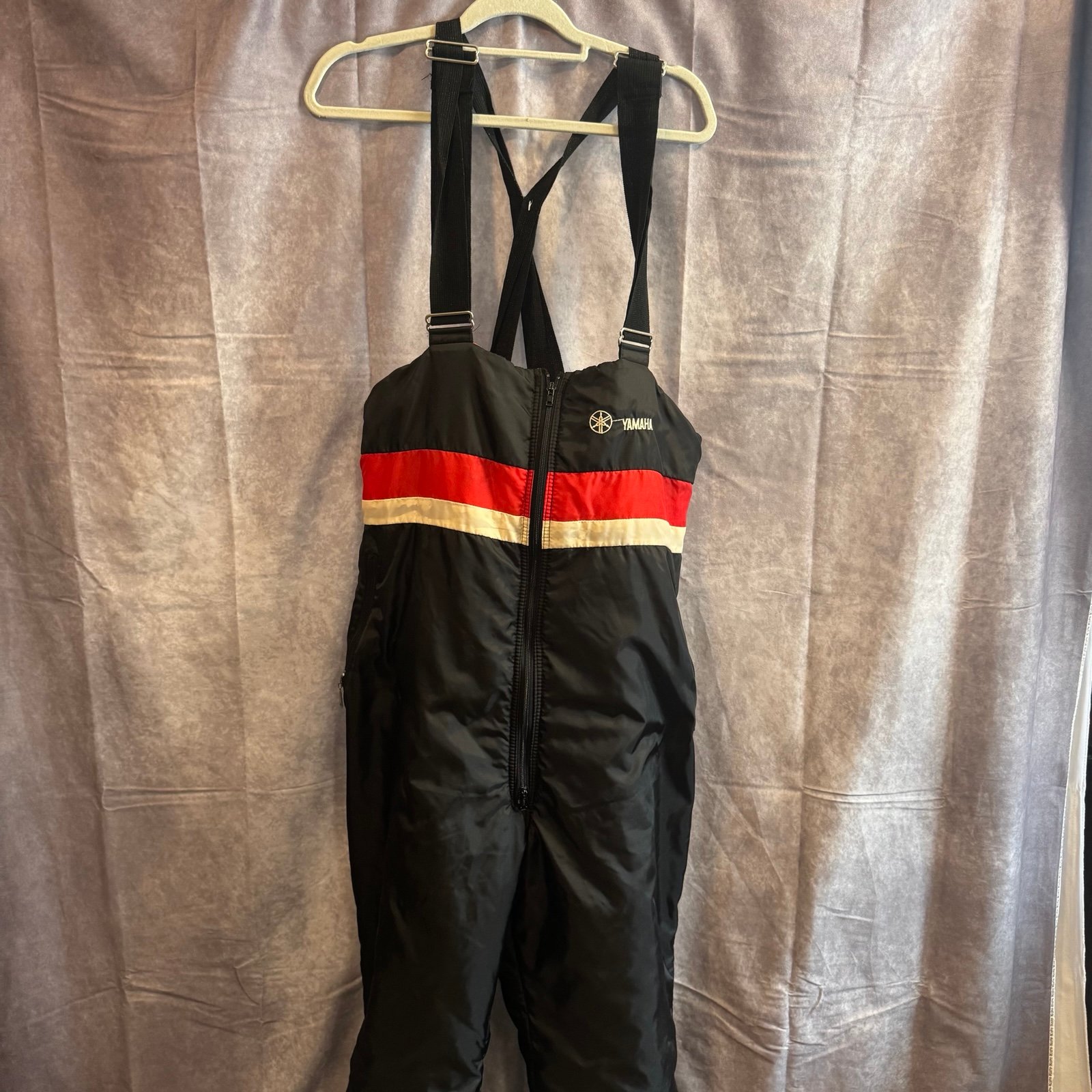 Vintage Yamaha Large Waterproof Insulated Snow Or Ski Bibs Adjustable Straps