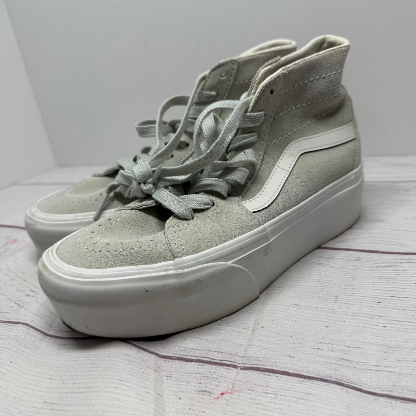 Womens Vans Sk8-hi Tapered Stackform Sneaker, Light Grey Suede Size 6