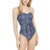 We Wore What Women Navy Stars Strapless Front Bow One-Piece Swimsuit Size XS