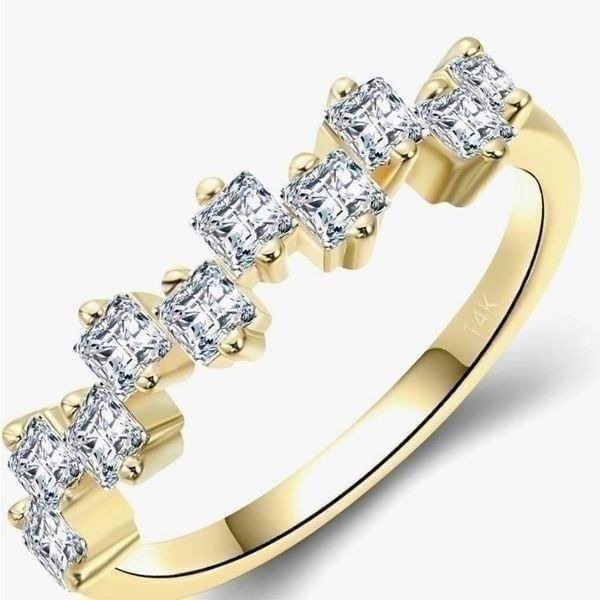 Elegant Baguette CZ Stone Cluster Ring Womens Engagement Wedding Band Size 8