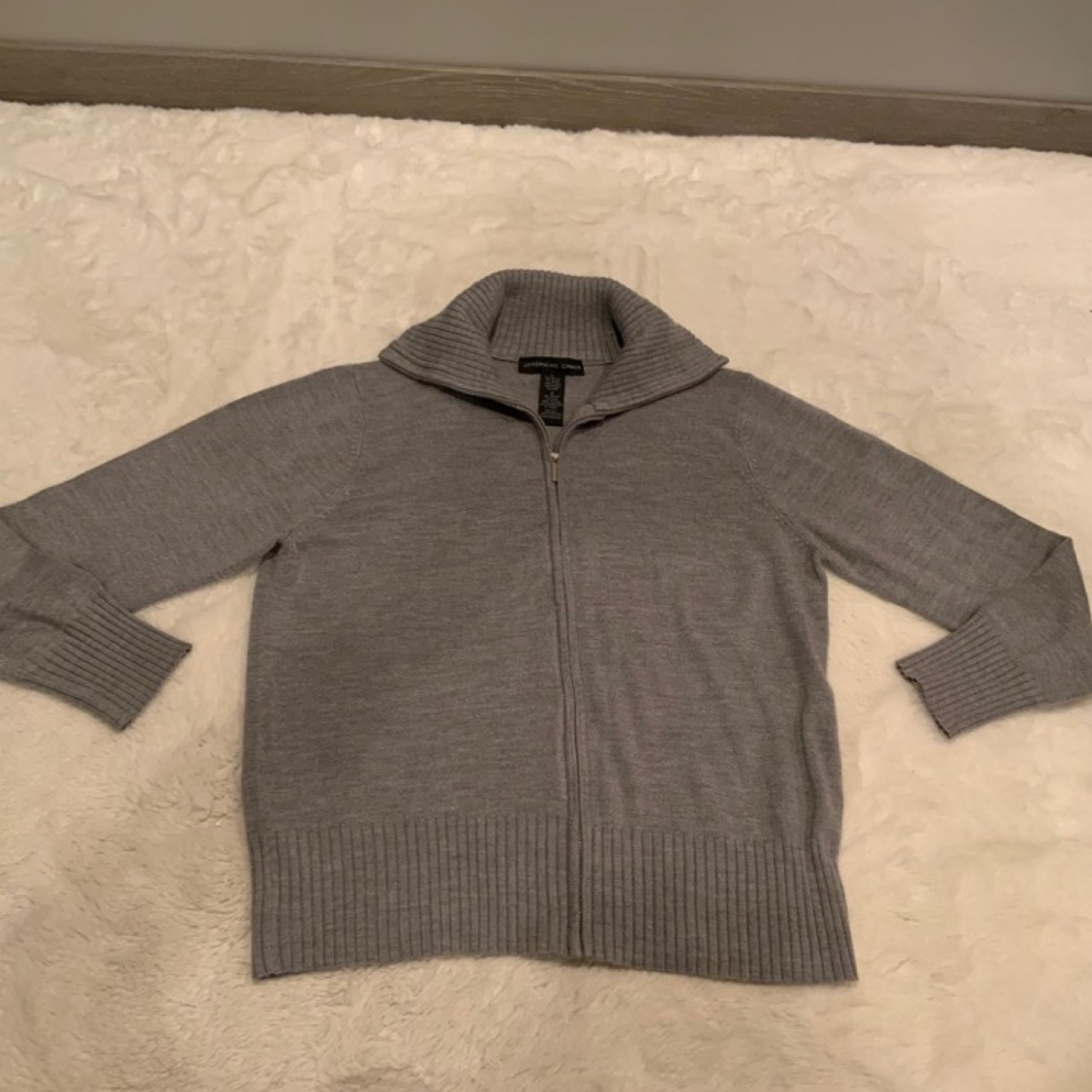 Women's Grey Full Zip Josephine Chaus large grey soft sweater