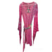 Tashia London Embroidered Silk Dress Kaftan Size Small Sheer Pink Boho