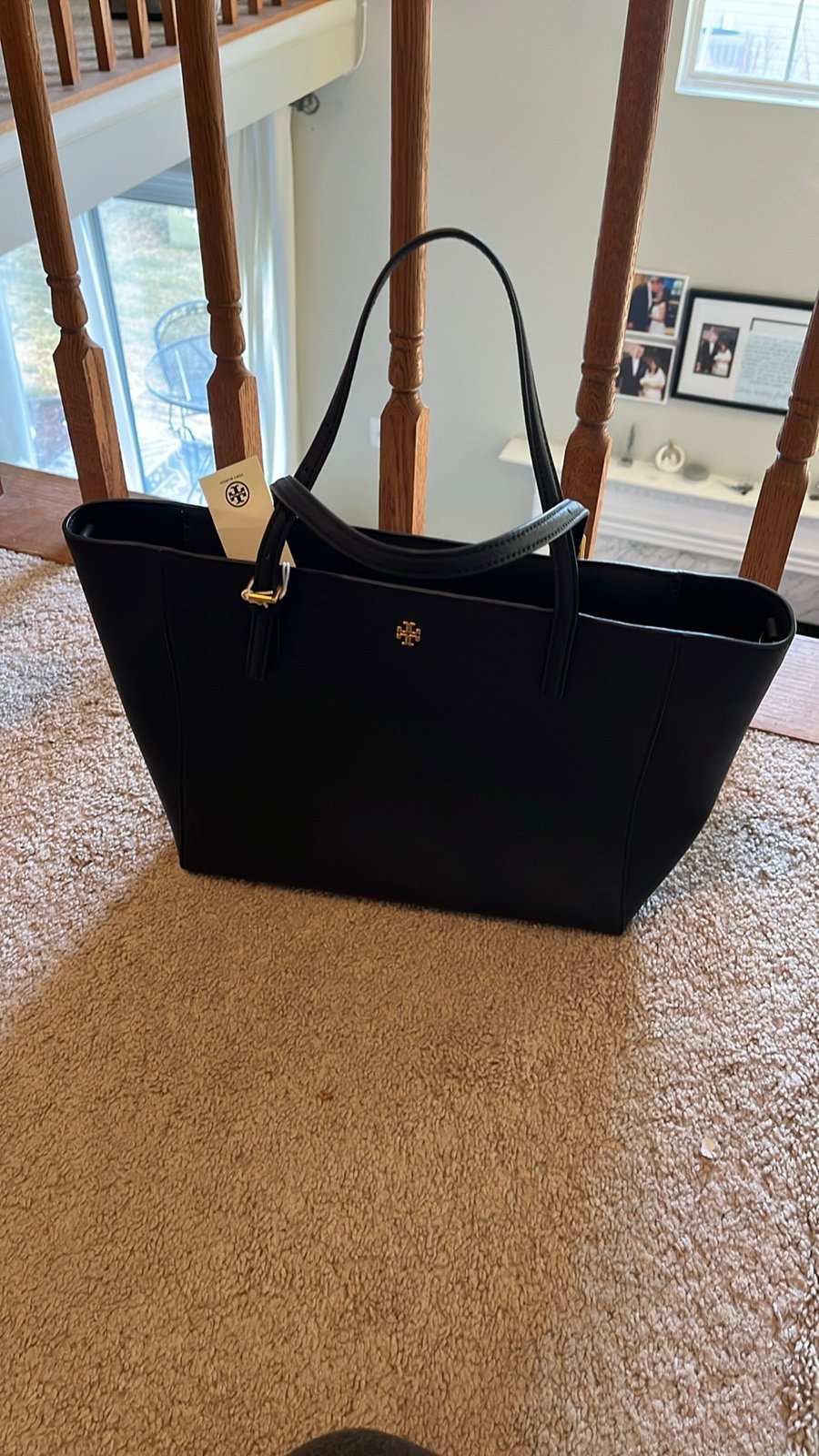 Toryburch small emerson zip tote in black