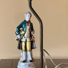 Mid Century Antique Occupied Japan MORIYAMA Porcelain Figurine Brass Lamp