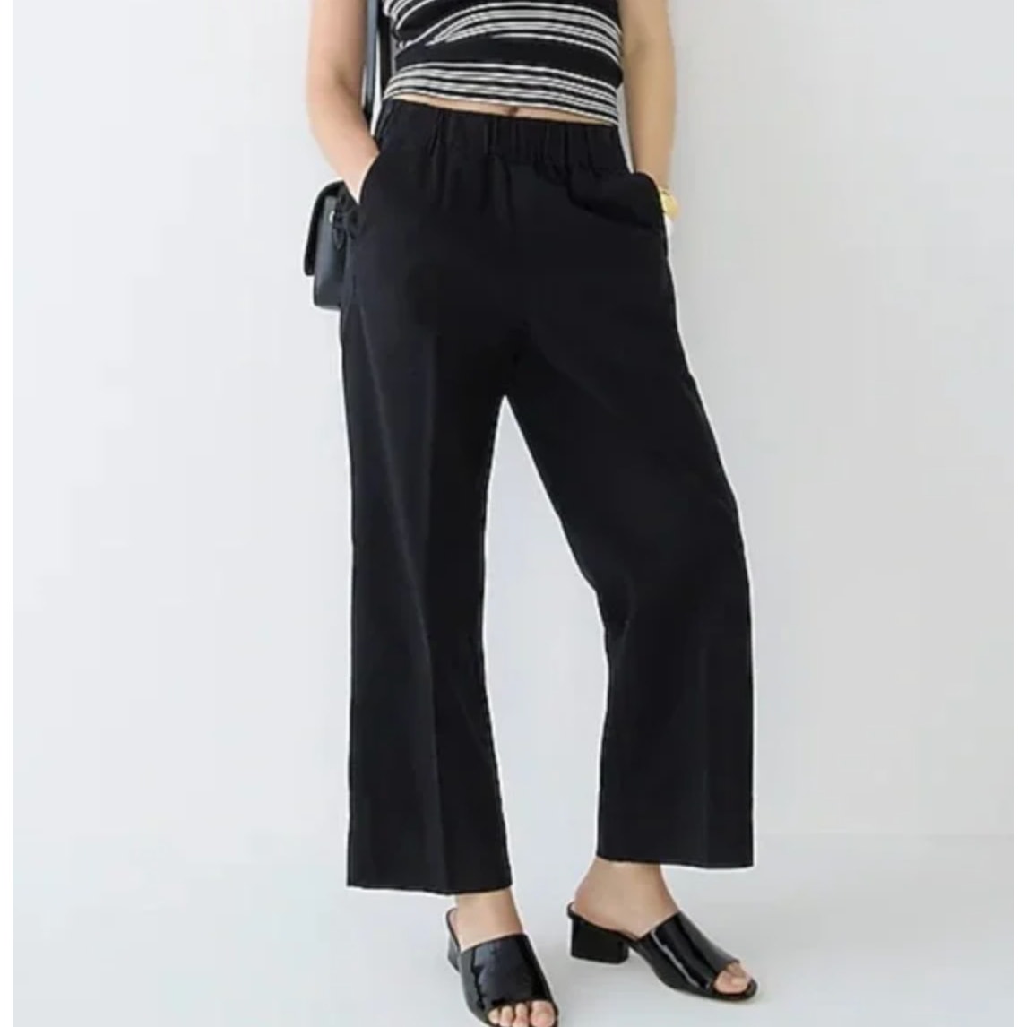 J.Crew Tall Astrid Chino Pant Wide Leg Pull On Relaxed Black Minimalist XL NWT