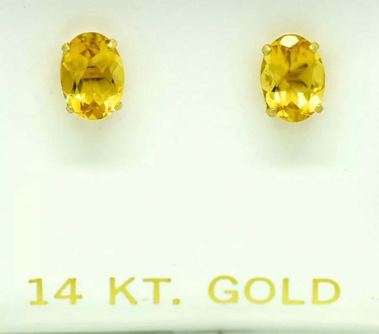 GENUINE 2.40 CTW YELLOW TOPAZ STUD EARRINGS 14k GOLD * Free Appraisal Service