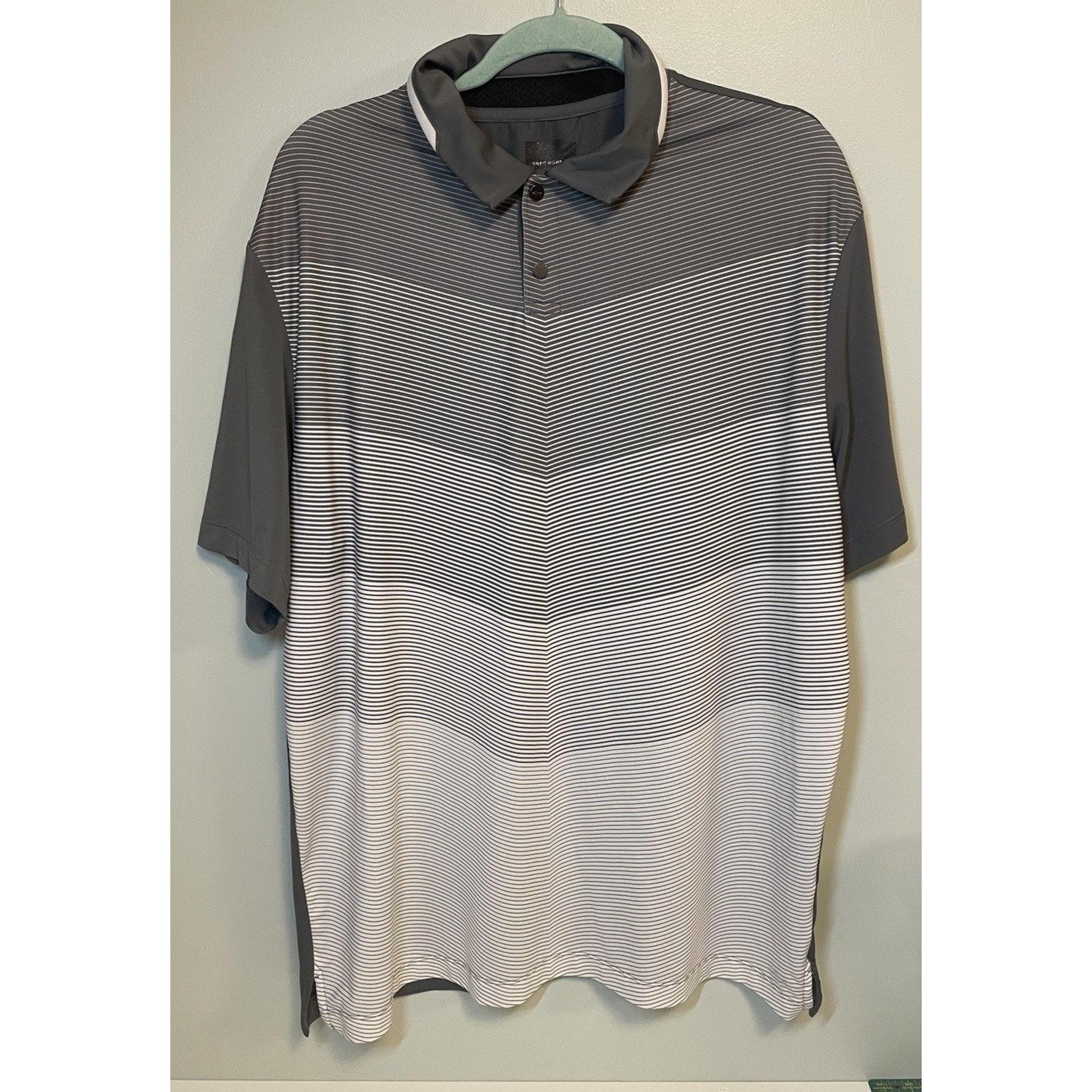 Greg Norman Golf Men's XL Play Dry Performance Stripe Black and Grey Polo Shirt