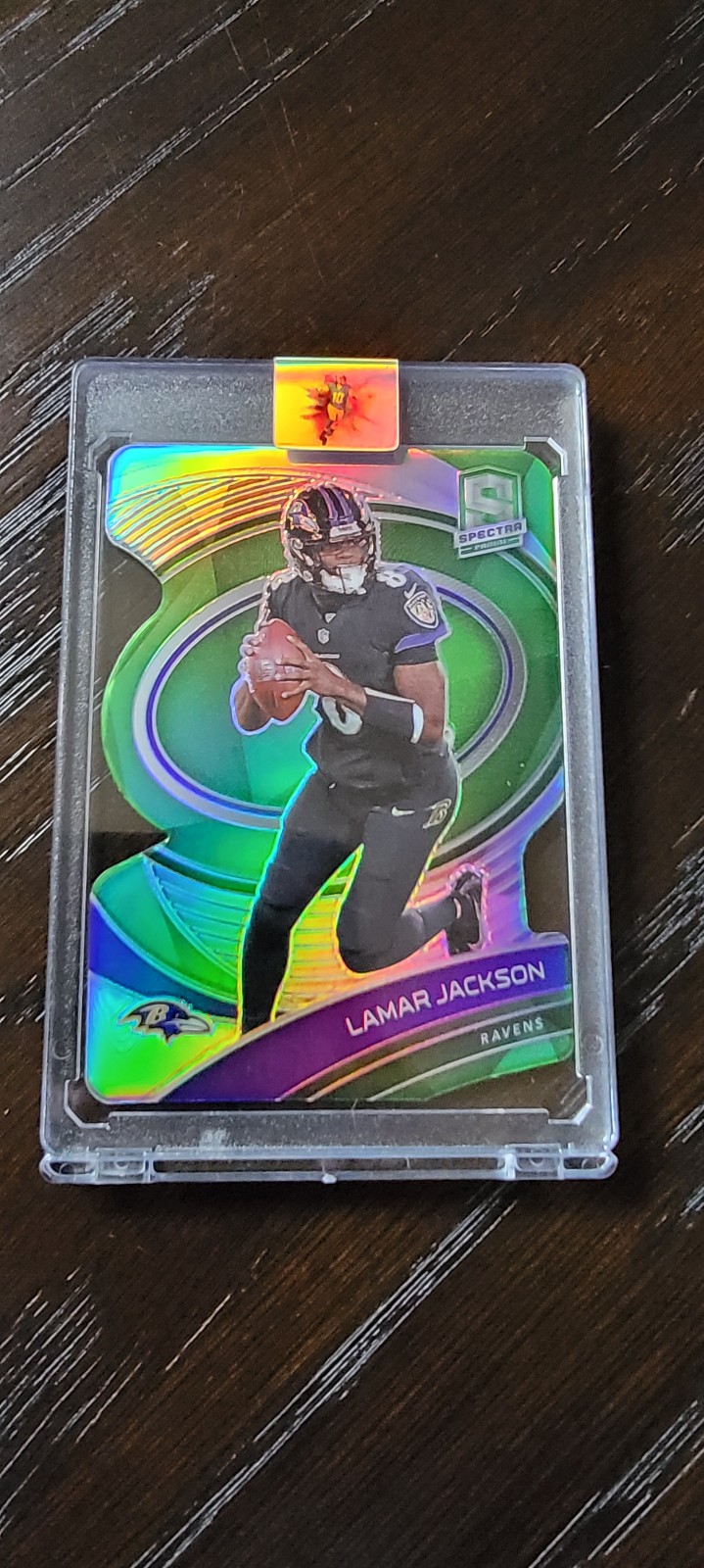 Numbered Lamar Jackson Spectra Die-Cut Card