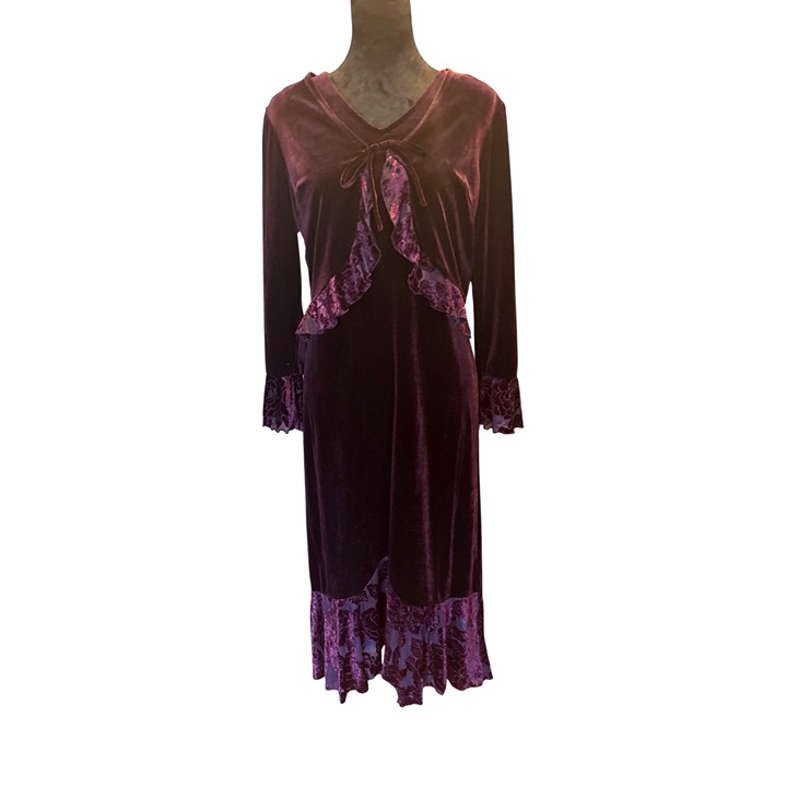 Burgundy Velvet Sleeveless Maxi Dress & Bolero Jacket 8P Evening Whimsy Goth Y2K