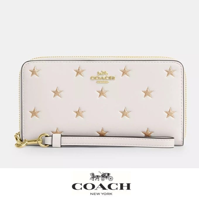 NWT ❤️ Coach Long Zip Around Wallet With Star Print