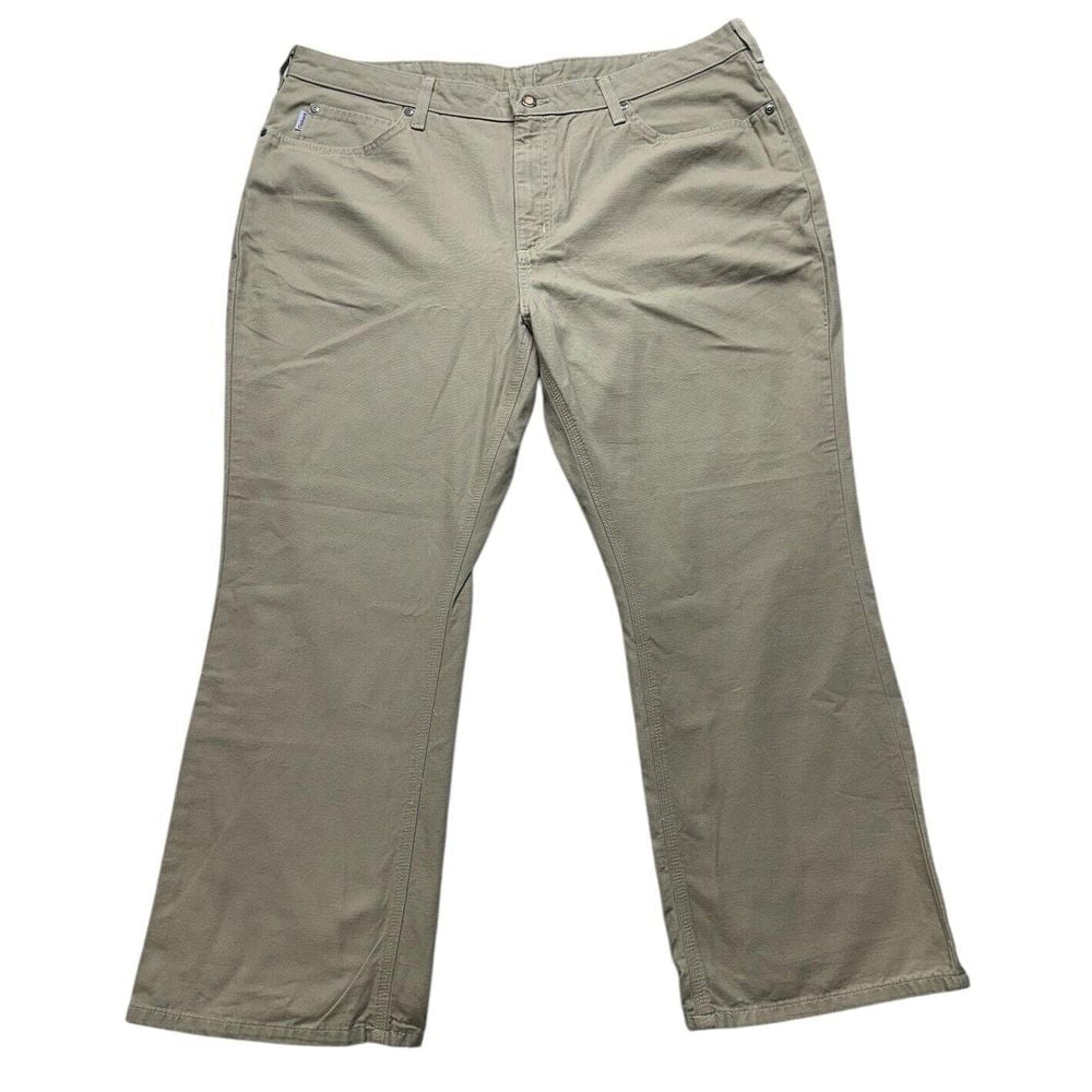 Carhartt Pants Khaki WB002 20x28 Traditional Fit Bootcut Canvas Jeans Women's