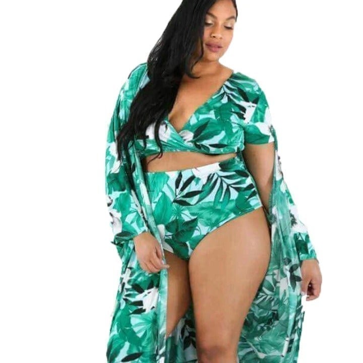 3 Piece Bathing Suit With Top, Swim Bottoms And Cover Up