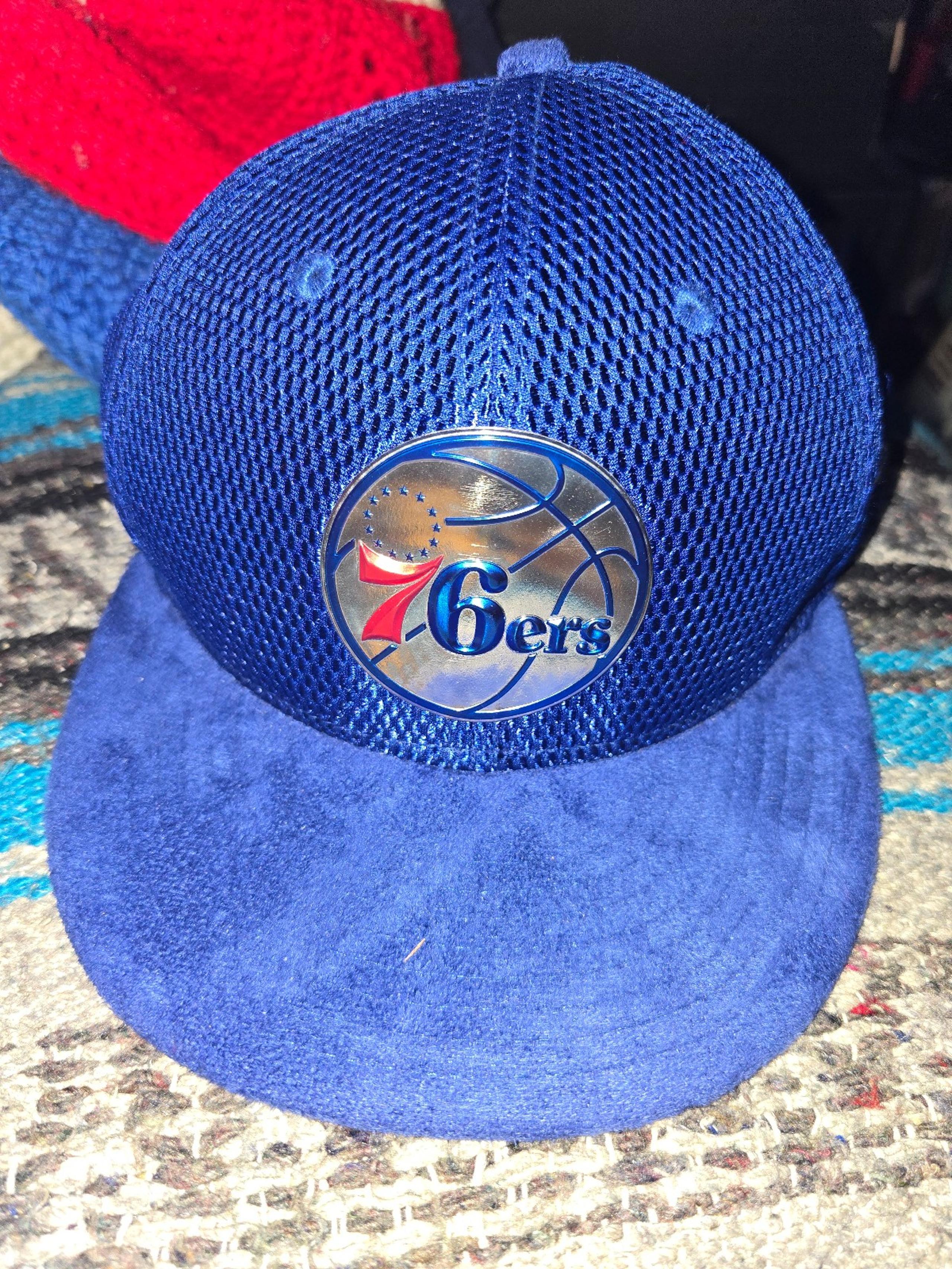 Fitted Philadelphia 76ers Sixers Felt Mesh Plastic Shield New Era Cap Hat 7 5/8
