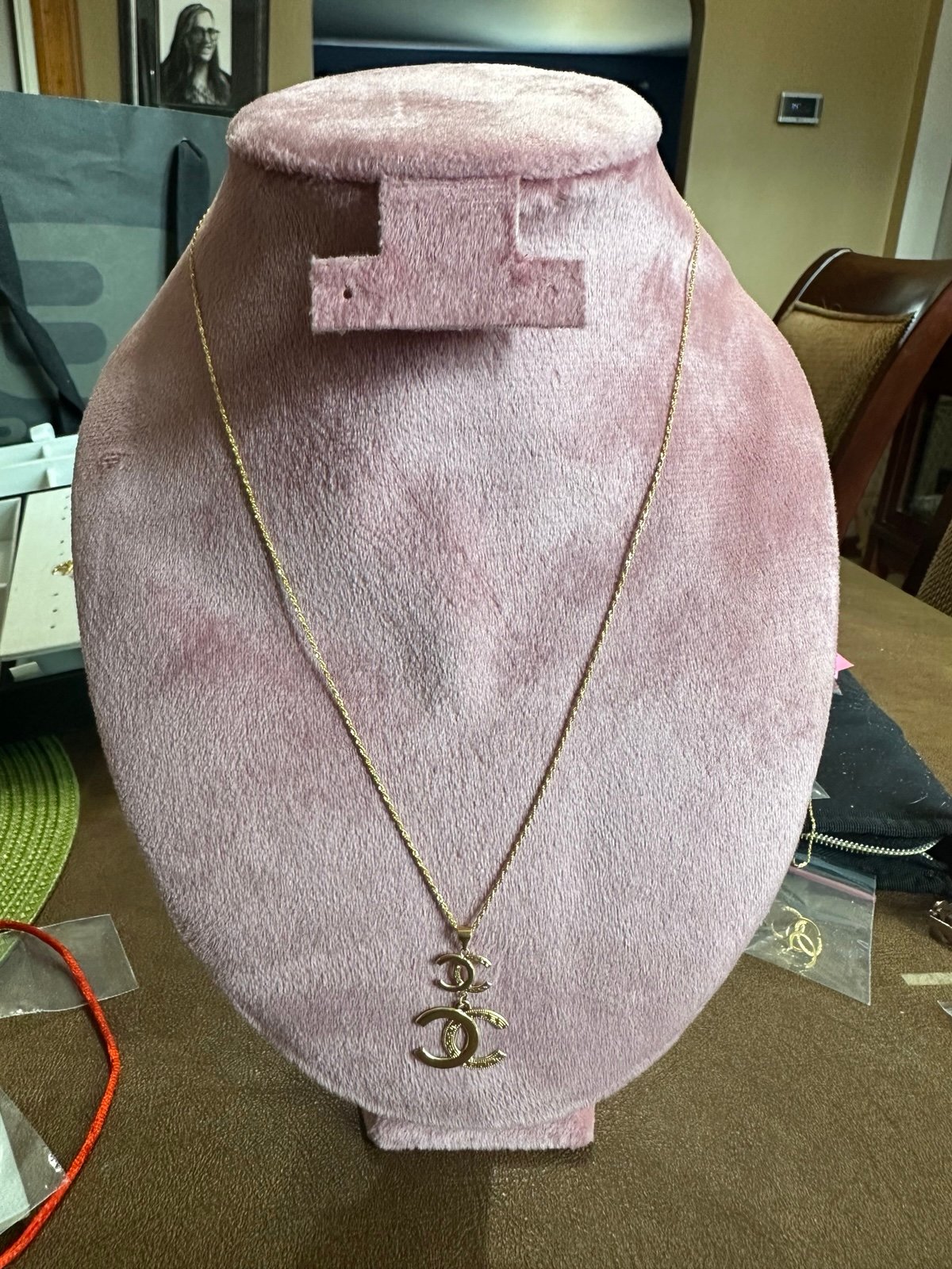 18K Gold rope chain with 18K Dangling pendant. SALE SALE SALE