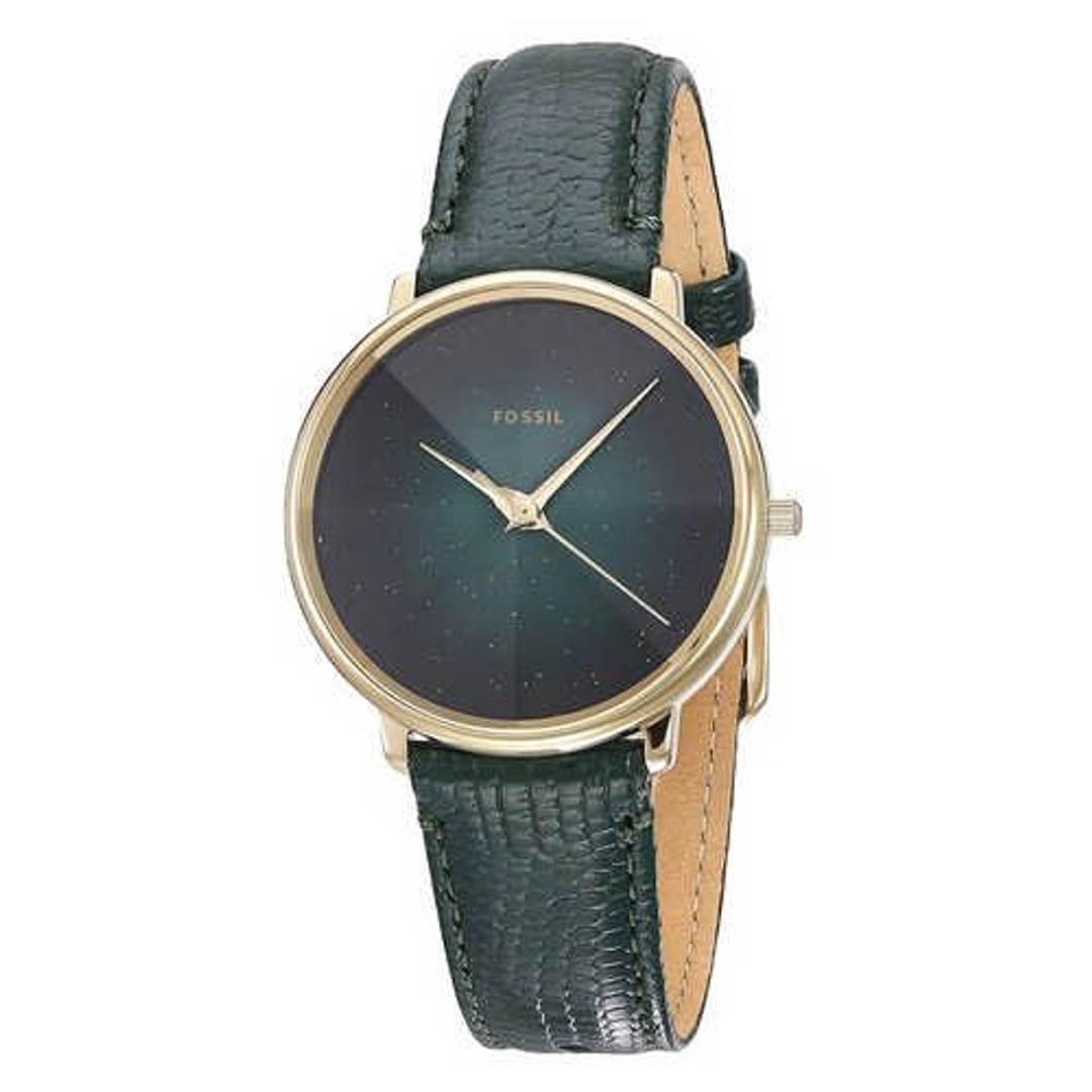 Fossil Prismatic Galaxy Green Leather Strap Watch ES4730