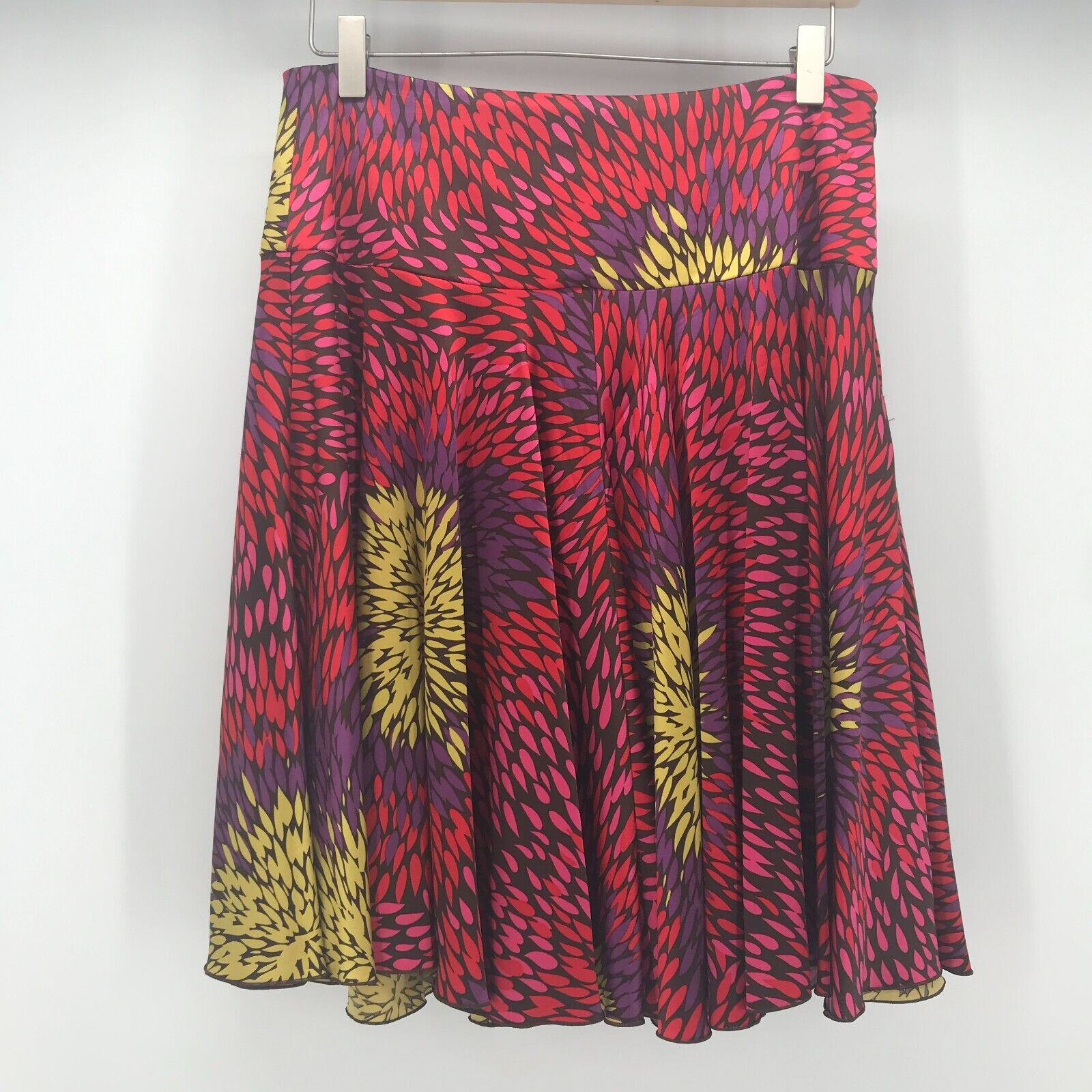 Trina Turk Skirt Womens 4 Multicolor Silk Spandex Abstract Floral Circle Skater