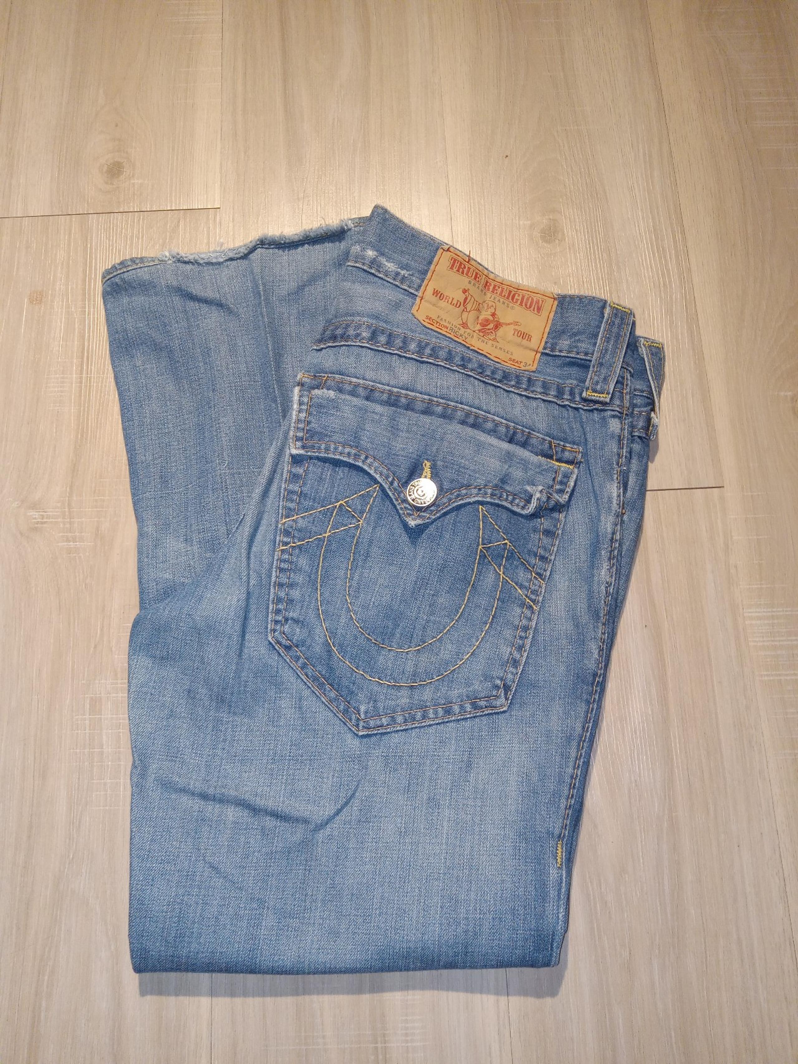 Vintage True Religion World Tour Blue Jeans Mens Size 42 Ricky Straight Leg