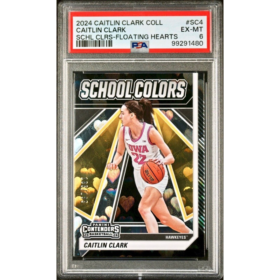 Caitlin Clark 2024 College Contenders School Colors #SC4 Hearts 186/199 PSA 6