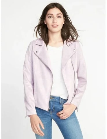 New OLD NAVY Moto Faux Suede Purple Lavender Jacket | XS