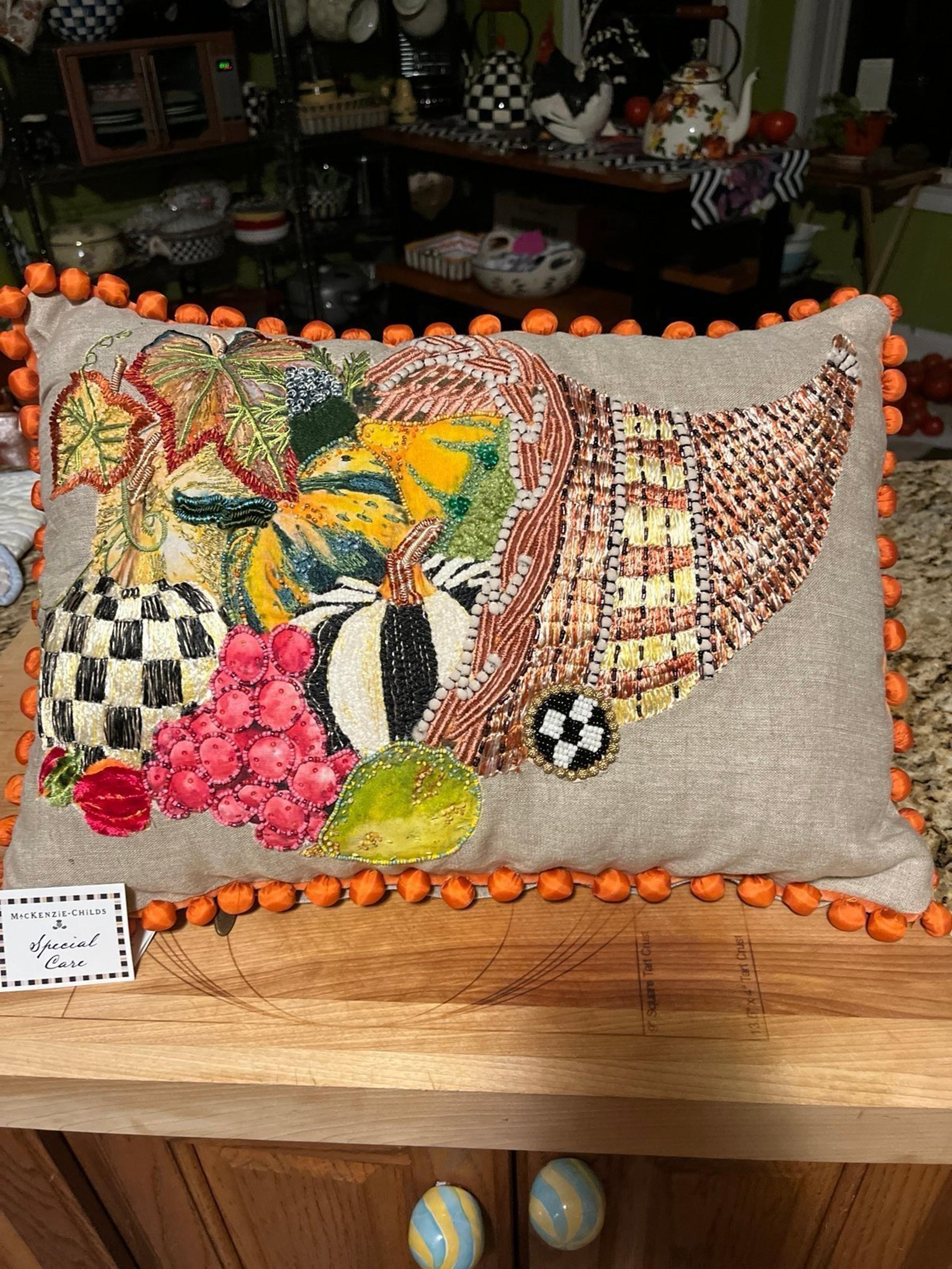 Mackenzie Childs cornucopia lumbar pillow