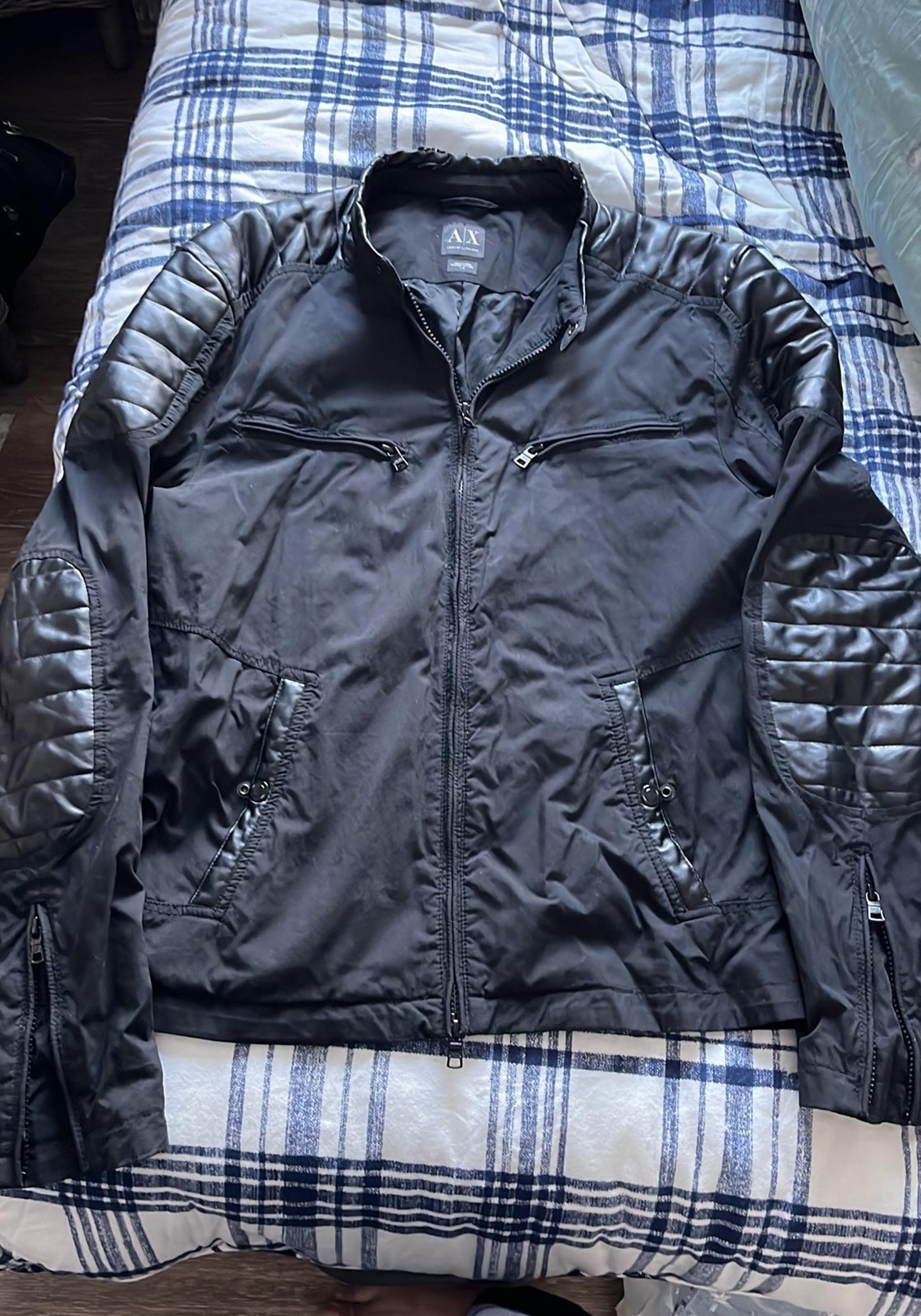 Mens Armani Exchange A/X Large Black biker jacket