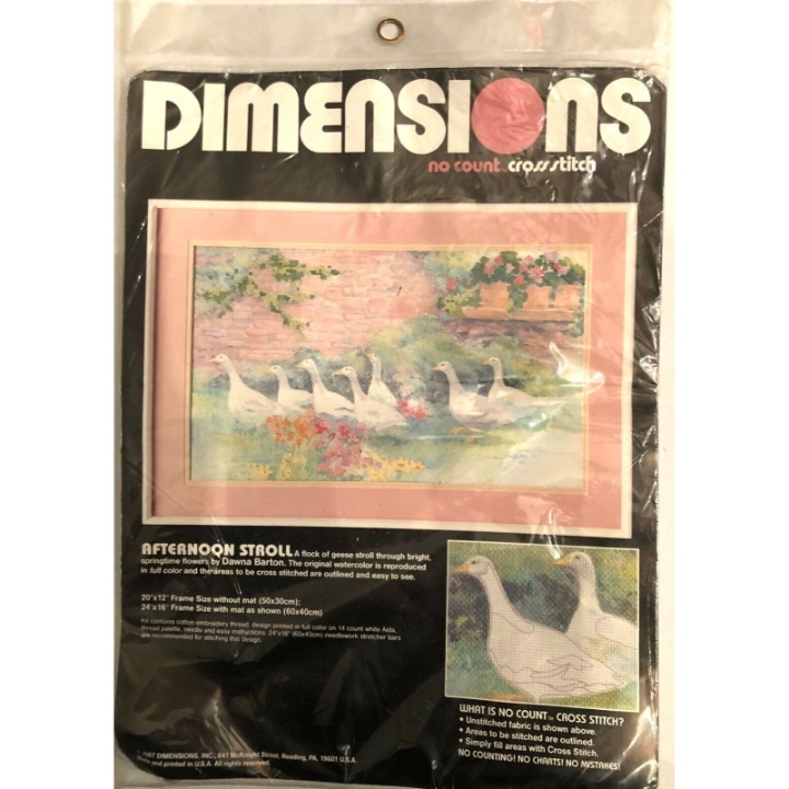 Dimensions No Count Cross Stitch Design 1987 Afternoon Stroll by Dawna Barto NOS
