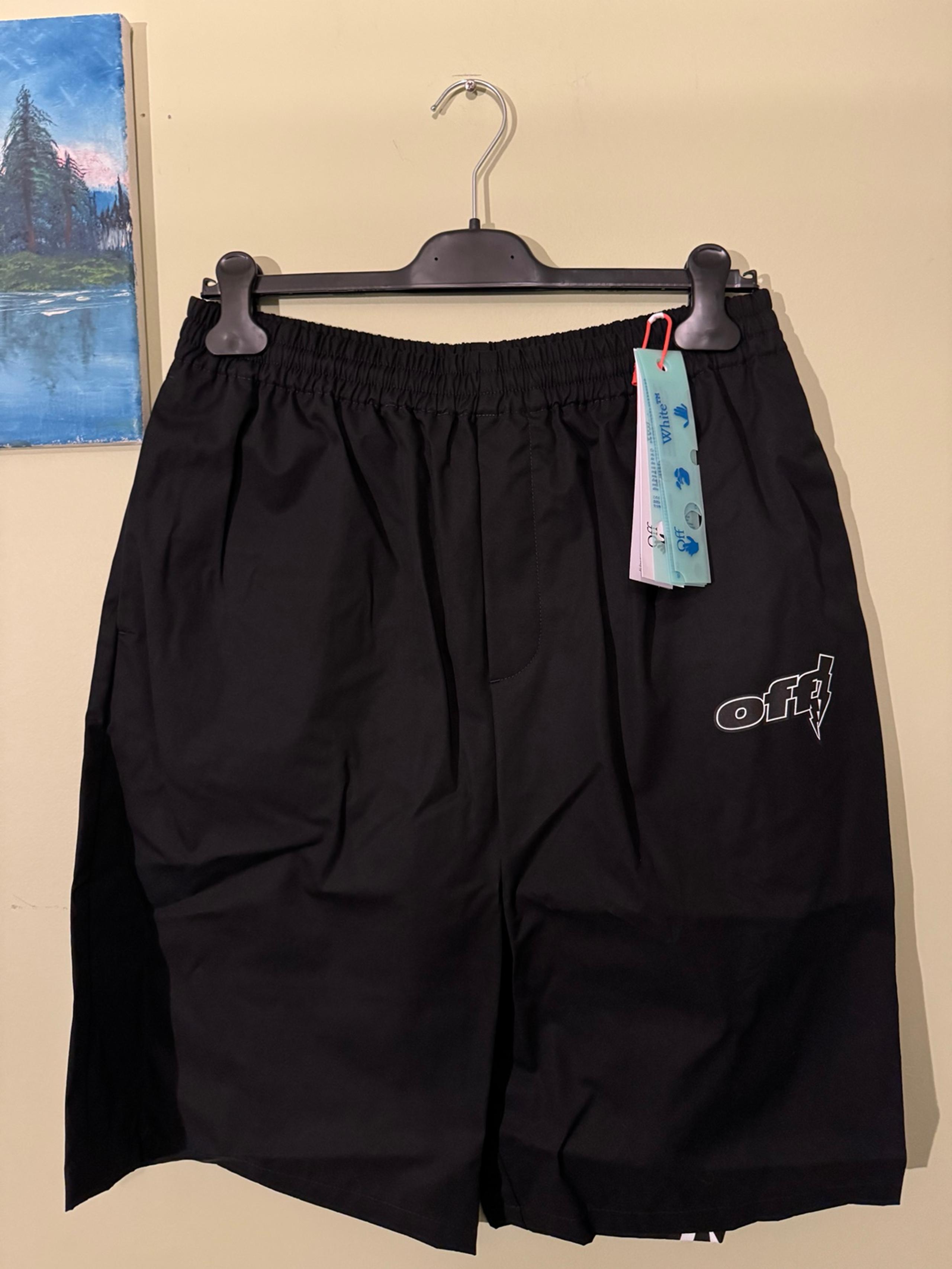 Men’s Off-White Black Large Thunder Stable Elastic Waist Shorts