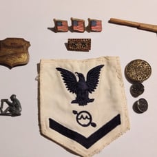 WWII Military Lot - Patch, Uniform Pins, Buttons