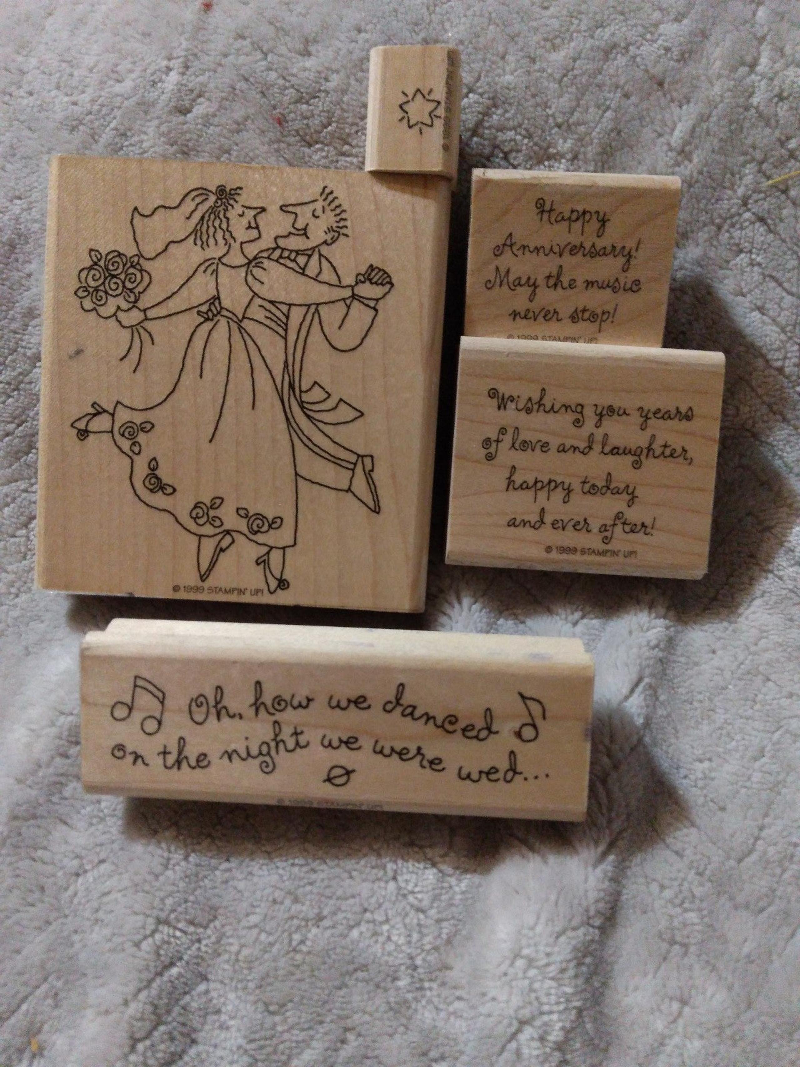 Vintage stamping up wedding, marriage, anniversary stamps. Lot of 5