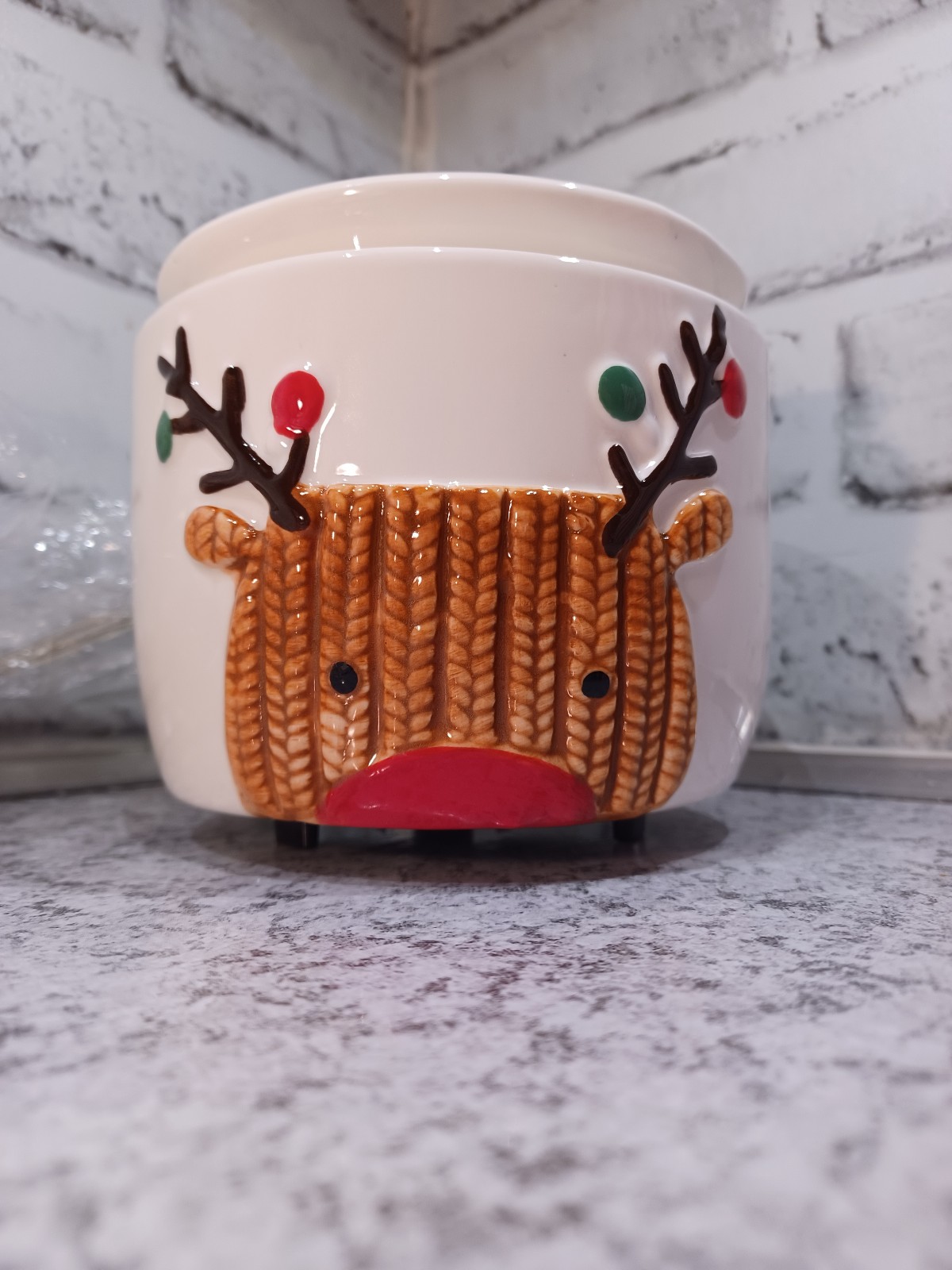 Reindeer Pink Zebra Simmer Pot Wax Warmer White Brown Christmas winter