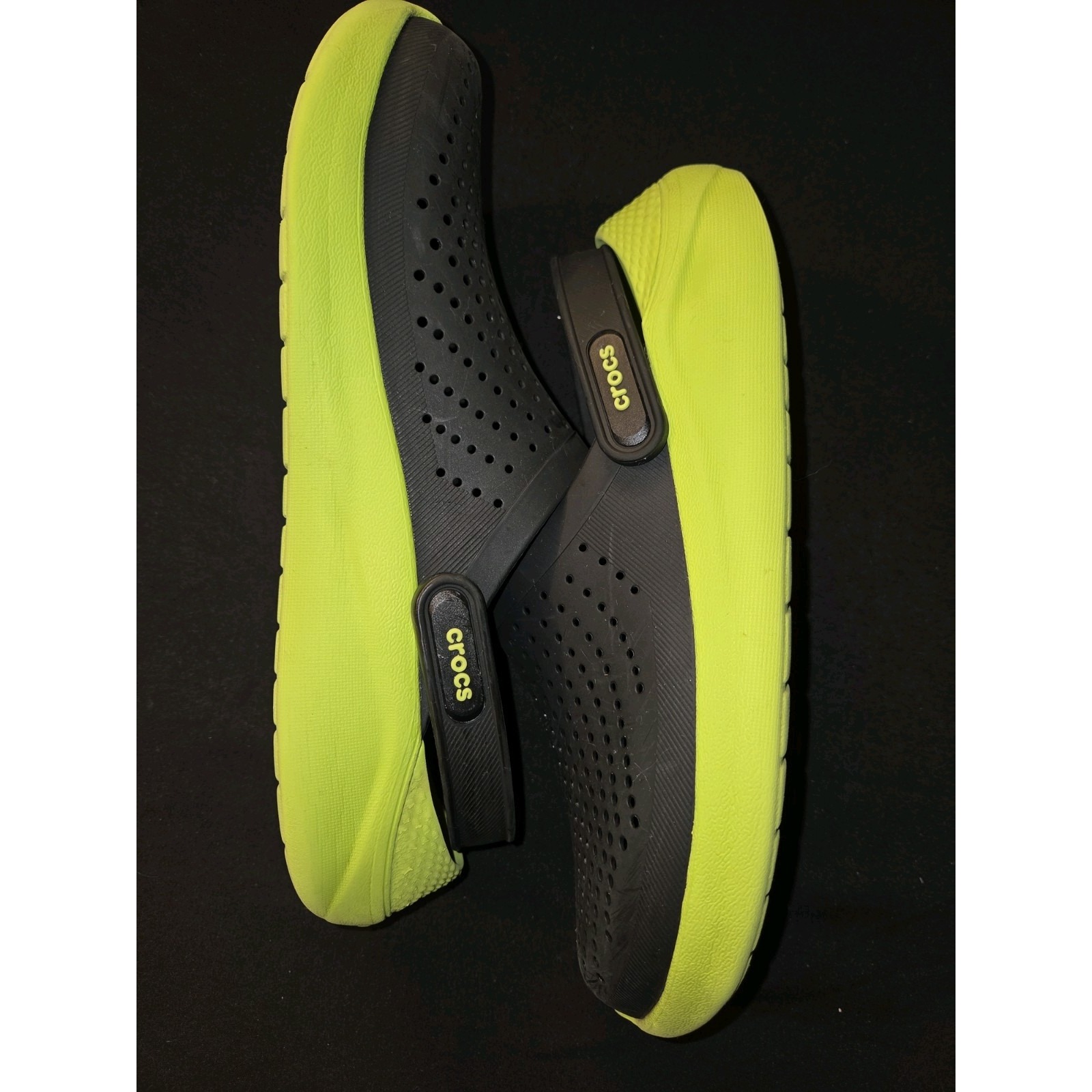 Crocs LITERIDE 360 Clogs Size M7 W9 Womens Black Lime Green 206708