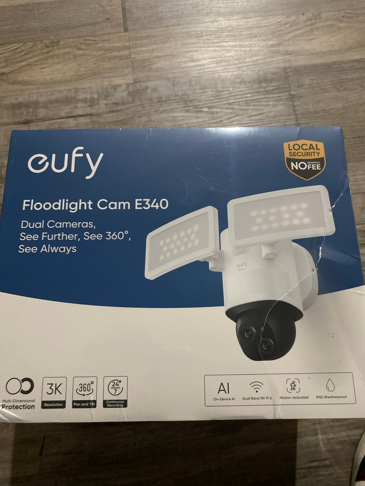Eufy flood light cam e340 dual cameras 360 3k
