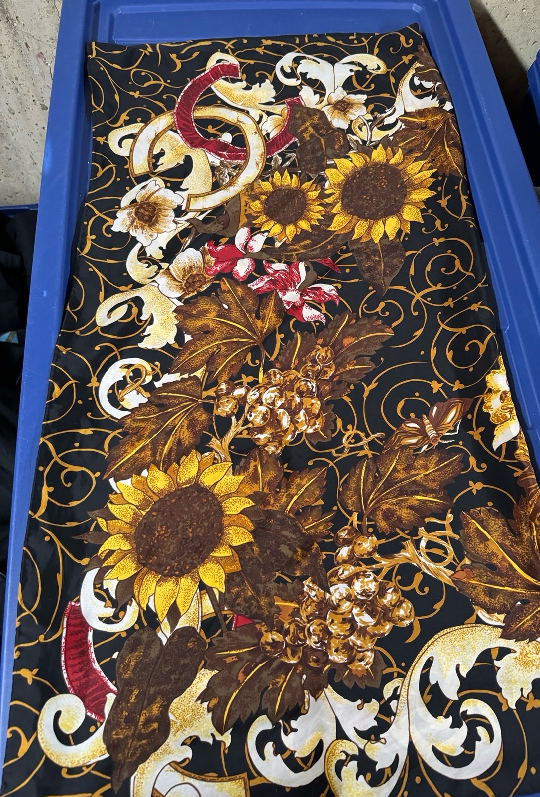 Vintage Chanel Sunflower Silk Scarf