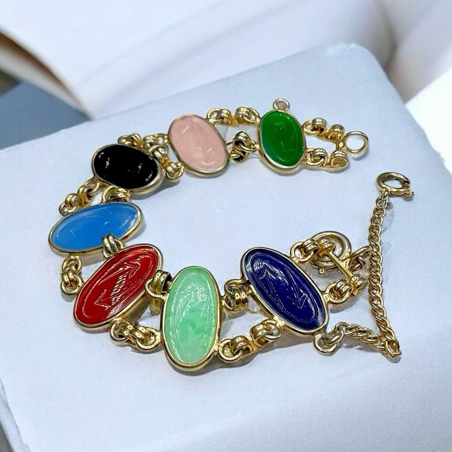Vintage Scarab Gemstone Bracelet