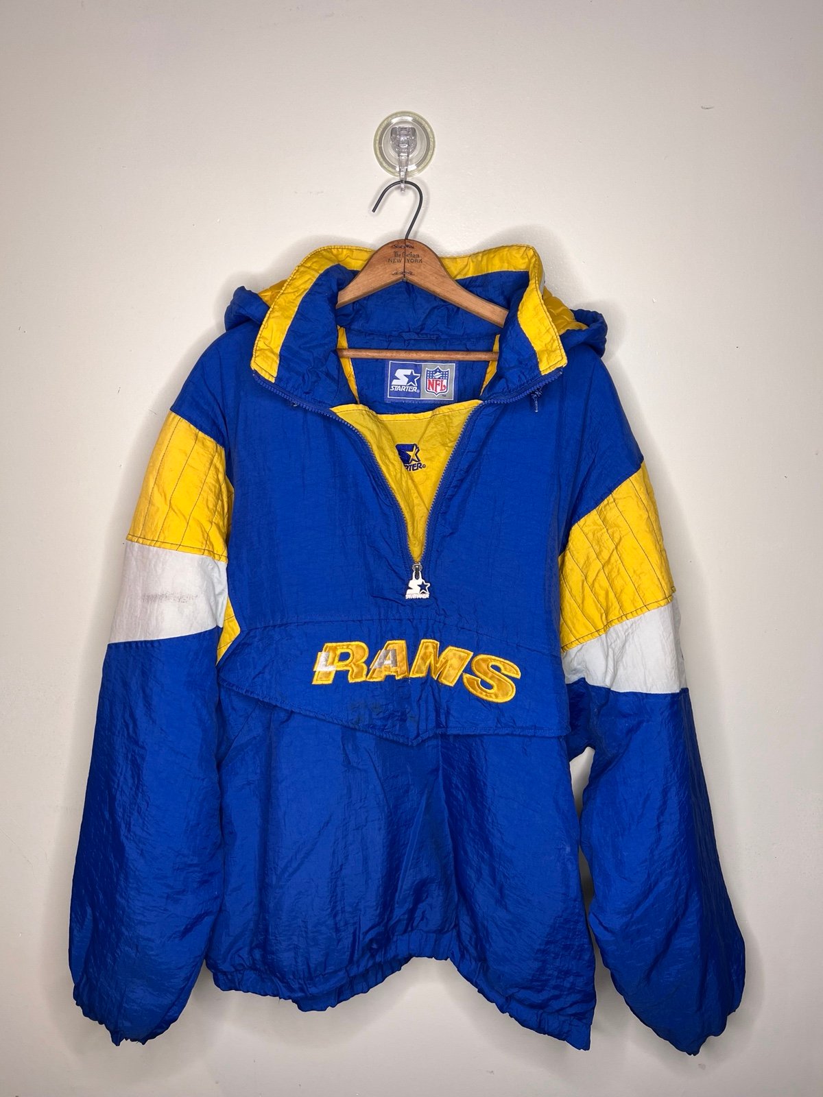 LA RAMS VINTAGE STARTER PULLOVER JACKET Sz XXL