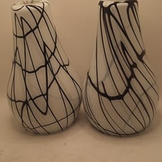 Vintage Black and White Lamp Shade, Mid Century Modern Set of 2