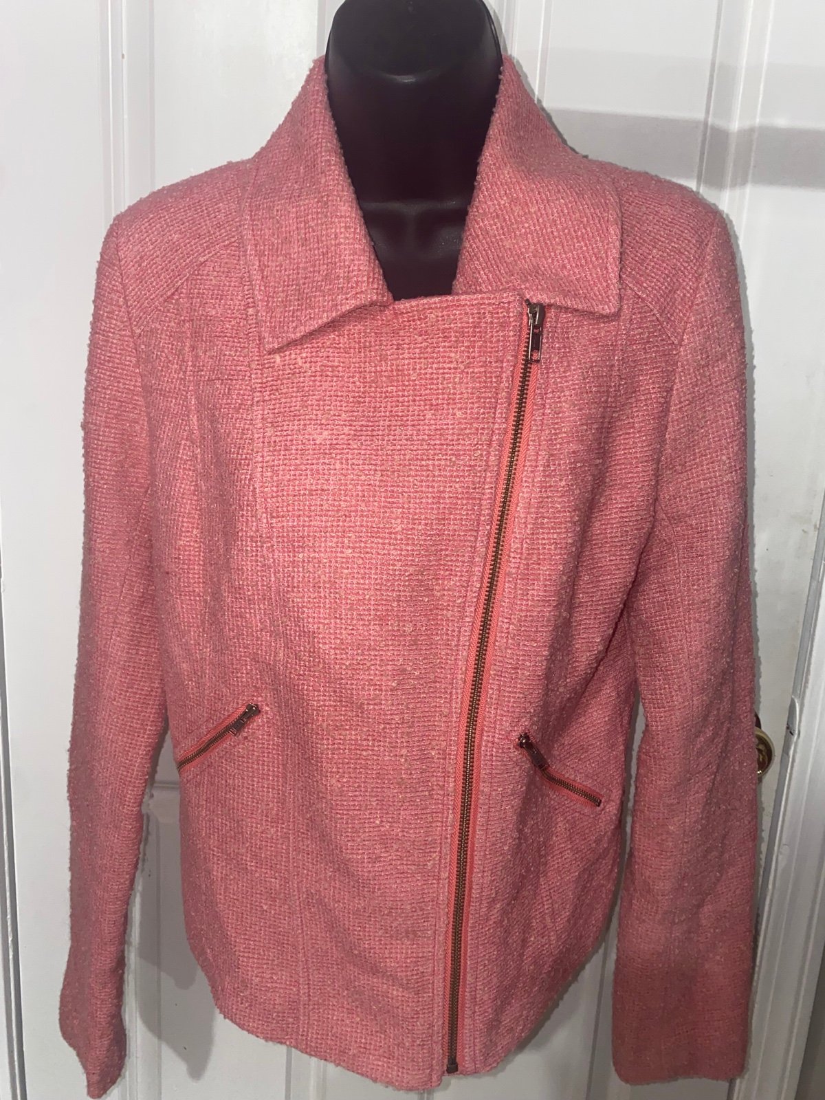 HINGE | Tweed Jacket Barbie & Glinda Blazer Zip Up Wool Moto | Medium