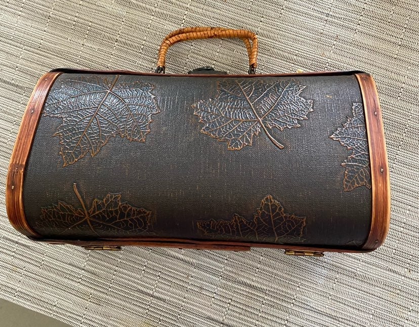 Vintage 60s Antique Wooden Bamboo Cylinder Purse